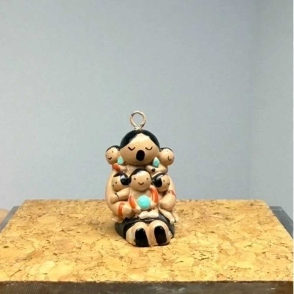 VTG Cleo Teissedre Native Navajo Storyteller Pendant‎ Rare Mini Signed Numbered